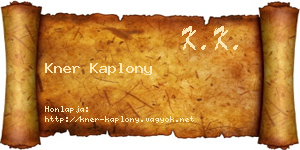 Kner Kaplony névjegykártya